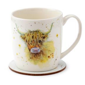 Ensemble Mug Porcelaine & Dessous de Verre Jan Pashley Highland Coo Cow - Vache Ensemble Mug Porcelaine & Dessous de Verre Jan Pashley Highland Coo Cow - Vache