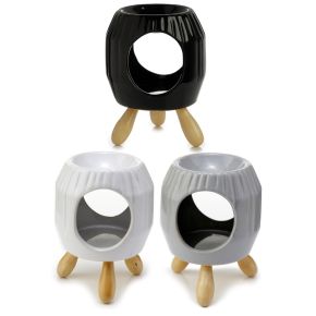 Brûleur à Huile - Blanc à Reliefs et à Pieds Brûleur à Huile - Blanc à Reliefs et à Pieds