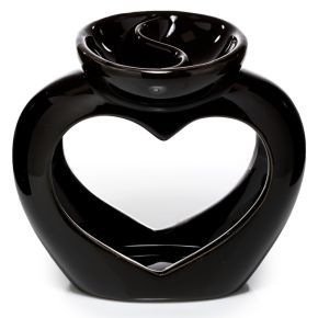 Brûleur à Huile et Fondant de Cire avec Séparation - Noir à Forme de Coeur Brûleur à Huile et Fondant de Cire avec Séparation - Noir à Forme de Coeur