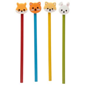 Crayon à Embout Décoratif PVC Adoramals - Animaux Crayon à Embout Décoratif PVC Adoramals - Animaux