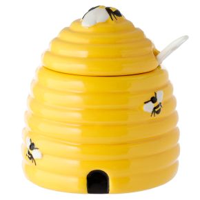 Pot en Céramique avec Couvercle & Cuillère Beehive - Nid d'Abeille Pot en Céramique avec Couvercle & Cuillère Beehive - Nid d'Abeille