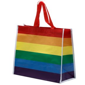 Sac de Courses en Plastique Recyclé RPET - Drapeau Rayures Arc-en-ciel Sac de Courses en Plastique Recyclé RPET - Drapeau Rayures Arc-en-ciel
