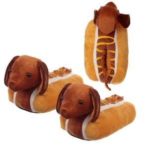Pantoufles Fast Food - Hot Dog Teckel Chien Saucisse Pantoufles Fast Food - Hot Dog Teckel Chien Saucisse