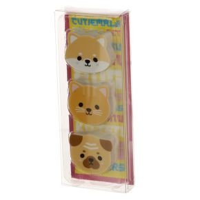 Lot de 3 Gommes - Carlin, Chat, Shiba Inu Lot de 3 Gommes - Carlin, Chat, Shiba Inu