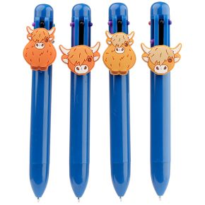 Stylo Multi-couleur (6 Couleurs) Highland Coo Cow avec Charme - Vache Animal de la Ferme Stylo Multi-couleur (6 Couleurs) Highland Coo Cow avec Charme - Vache Animal de la Ferme