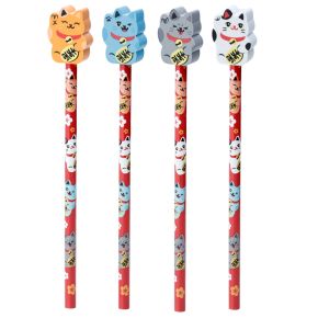Crayon avec Embout Gomme Maneki Neko - Chat Porte-bonheur Crayon avec Embout Gomme Maneki Neko - Chat Porte-bonheur