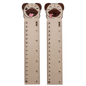 Règle en Bois de 15cm Mopps - Chien Carlin Règle en Bois de 15cm Mopps - Chien Carlin