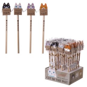 Crayon avec Embout Gomme - Chat dans boîte Crayon avec Embout Gomme - Chat dans boîte