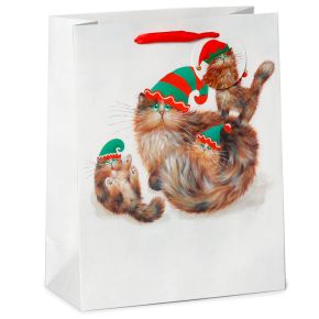 Sac Cadeau Noël de Kim Haskins - Chats Elfes de Noël (Grand) Sac Cadeau Noël de Kim Haskins - Chats Elfes de Noël (Grand)